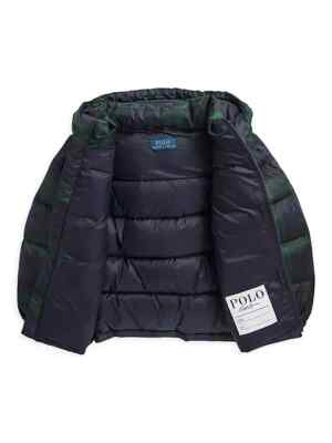 Polo Ralph Lauren Baby Boys Polo Bear Plaid Down Hooded Jacket