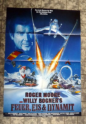 ROGER MOORE * FEUER, EIS + DYNAMIT - A1-FILMPOSTER - German 1-Sheet 1974