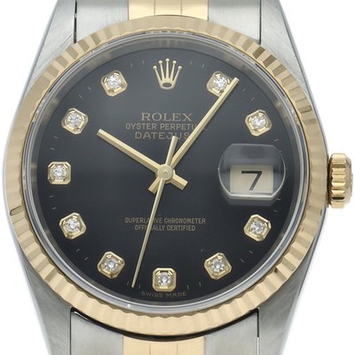 ROLEX Datejust men's watch 10P diamond 16233G(W) K18YG/Stainless Steel mensW...