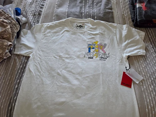 Free Refills Readywear Thunder God White Graphic Print Crew Neck Tee Men L - product listing photo