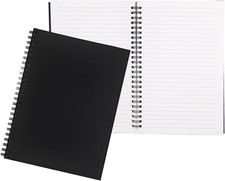 2 Pack College Ruled Notebook, Soft Black Cover Spiral Notebook, Memo Notepad Sk
