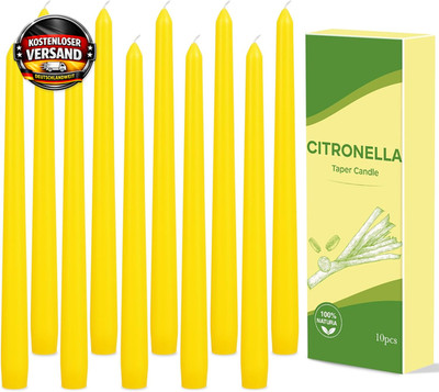 Outdoor Kerzen Set 10 Stabkerzen Zitronengras Duft für Terrasse Garten