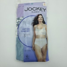 Jockey Elance Cotton Comfort Brief Panties Womens 7/L Multicolor 3 Pack