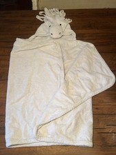 Restoration Hardware Baby Child Hooded Unicorn Wrap Towel Grey aa3