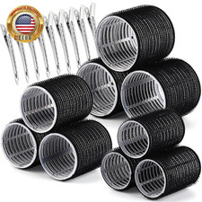 18Pcs Hair Rollers Set, 9 Hair Rollers for Women and 9 Hair Clips 3 Sizes Self G
