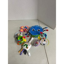 Lot of Infant Sensory Toys 7 pc Teethers, Rattles, Book