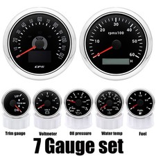 7 Gauge Set 85mm Boat GPS Speedometer 120MPH With COG Trip&Tachom 6000RPM Gauge