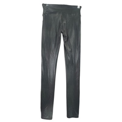Spanx Faux Leather Leggings Size S Black Snakeskin Textured High Rise Leggings