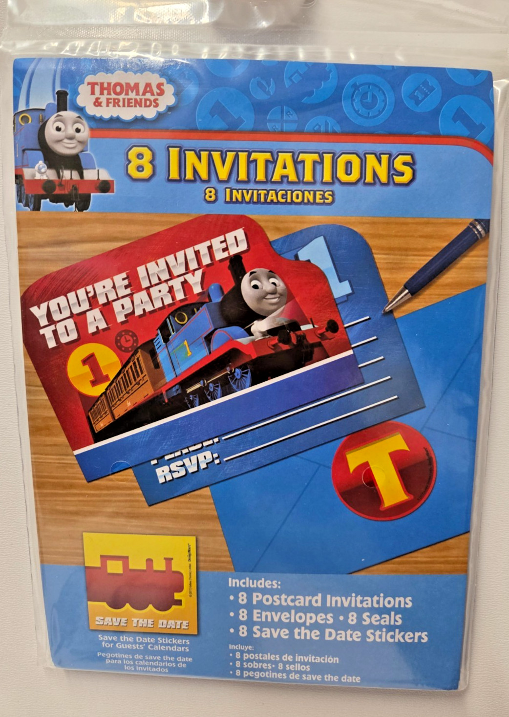 Thomas Birthday Party Invitations x8 Envelope Sticker Tank Character Invites