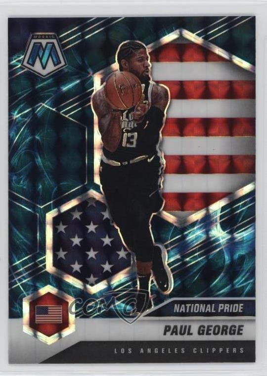 2020-21 Panini Mosaic National Pride Genesis Mosaic Prizm Paul George #255 hs9