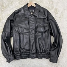 USED CHRISTIAN DIOR OVERSIZED LEATHER JACKET BLOUSON BLACK GOOD