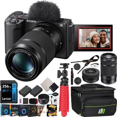 Sony ZV-E10 II Mirrorless Camera Black + 16-50mm & 55-210mm 2 Lens Kit Bundle