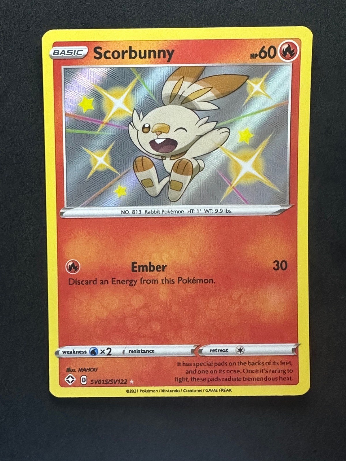 Scorbunny SV015/SV122 NM Shiny Rare Shining Fates Shiny Vault Pokemon Holo
