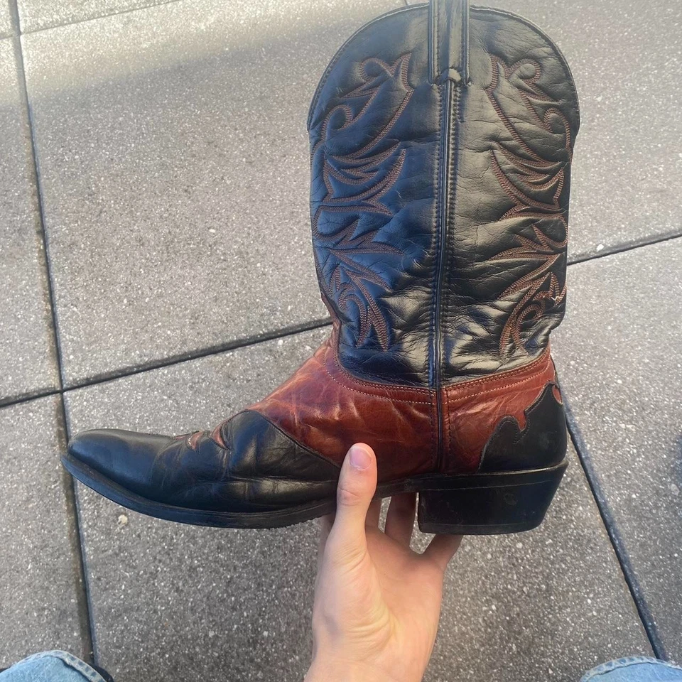 Botas Laredo Talla 12 EE Dos Tonos Negro/Marrón. hermosas botas bonitas y anchas Foto 4 de 4