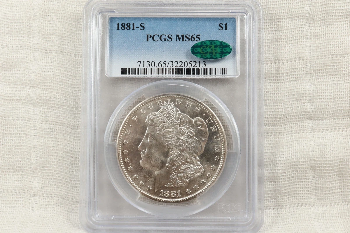 PCGS & CAC Certified MS 65 Graded 1881 Year Morgan US Dollars