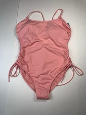 Womens Shade  Shore Ribbed Pink High Cut 1 Piece Swimsuit Size XL 16-18