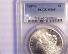 Scarce 1887-S PCGS MS65 Morgan Silver Dollar, Very Nice  coin!