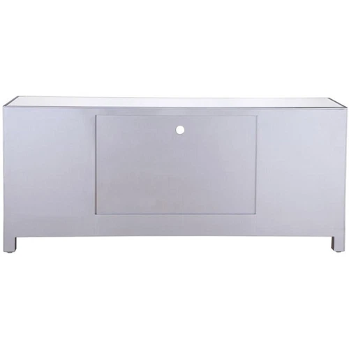 Elegant Decor Modern 60" Mirrored Faux Log Fireplace TV Stand in Antique Silver - Picture 5 of 10