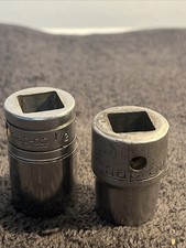 Snap On Tools 1940's 1/2" Dr 8 Point Double Square Sockets No 414 & 416