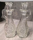 Vintage ANCHOR HOCKING EAPC STAR of DAVID Glass Vinegar & Oil Cruet Set