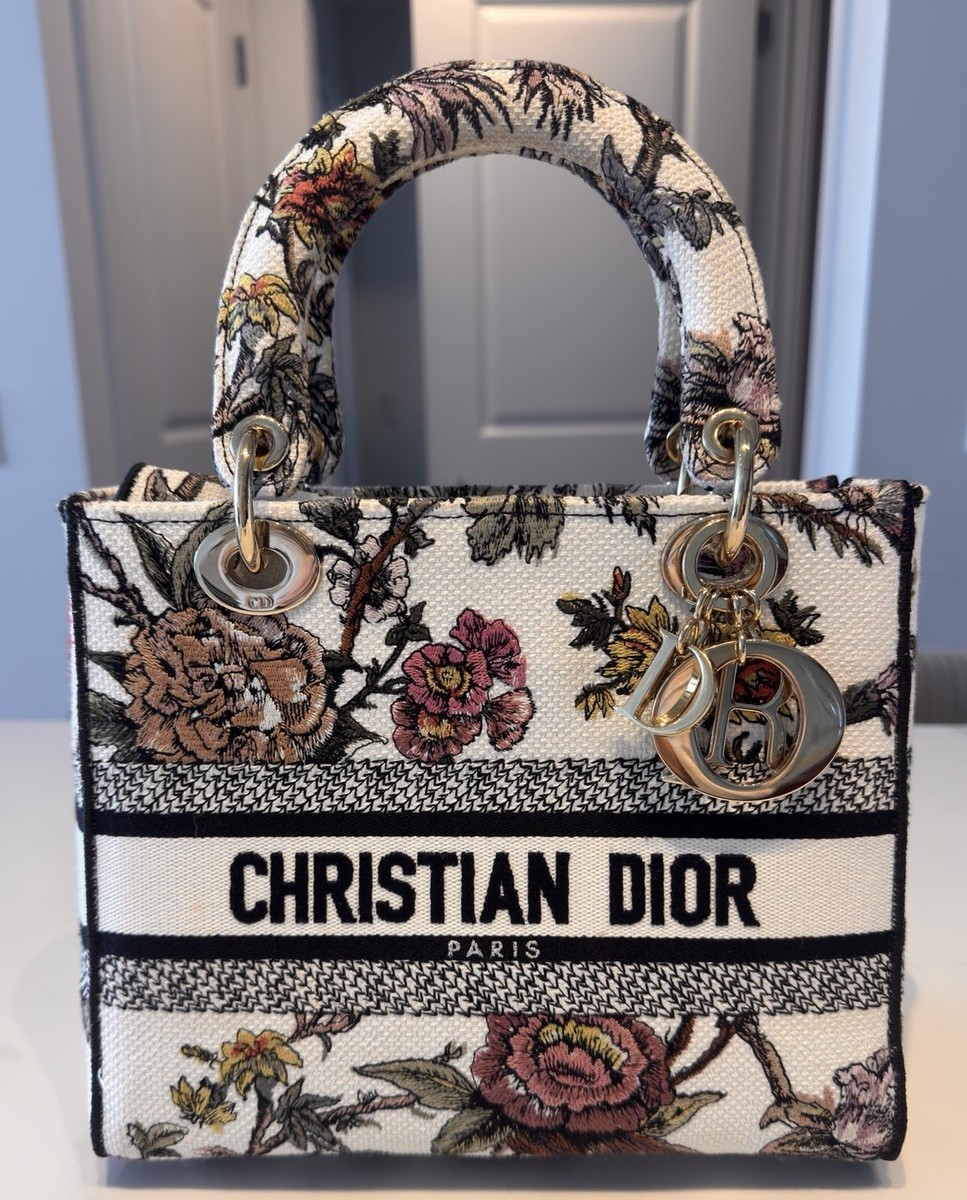 Christian Dior Lady D-Lite Bag Embroidered Canvas Medium | eBay