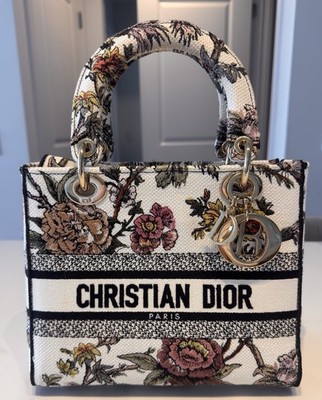 Christian Dior Lady D-Lite Bag Embroidered Canvas Medium 