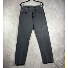 Vintage Levi Jeans Mens 33x30 Black 501 Button Fly Straight Leg USA Made Denim