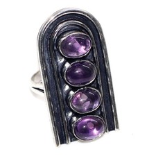 Exclusive Natural Amethyst 925 Silver Plated Gemstone Ring US 9.5 JW