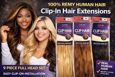 Remy Human Hair Clip In Extensions 9PCS Full Head Set 16" 18" 22" Clip-On Hair