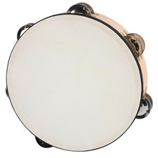 8 Inch Goatskin Tambourine With Beech Drumshell 6 Pairs of Metal Jingles Hand...