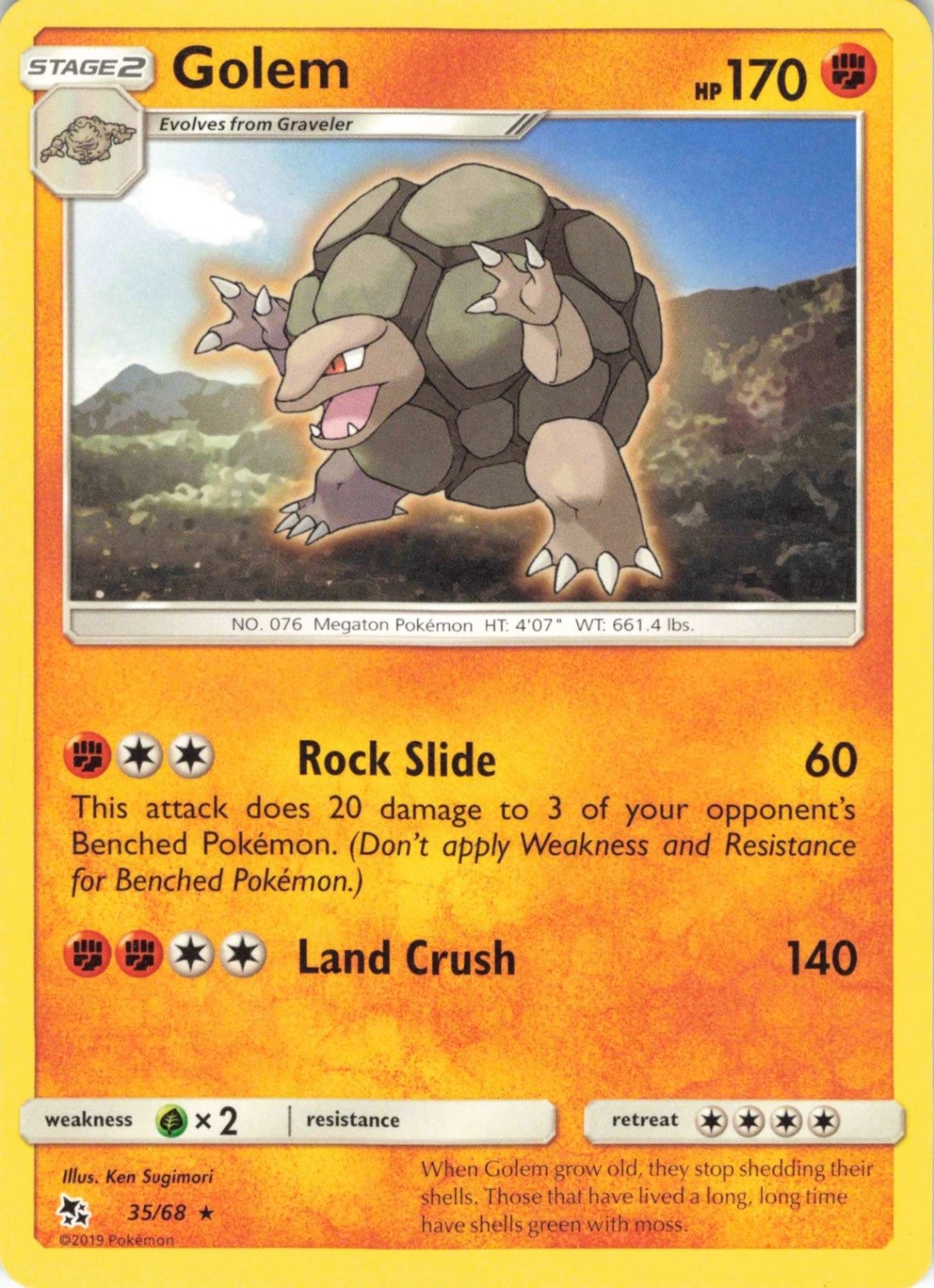 Golem Rare HIF Hidden Fates Fighting 35/68 LP-NM
