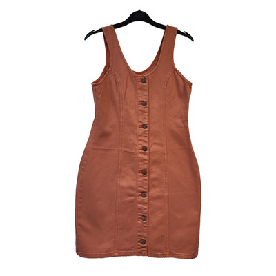 Nerz rosa orange Latzhose Trägerkleid Denim Damen UK Größe S 8