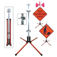Dicke Stf18-Rg/Ru Sign Stand, Rigid And Roll-Up, Steel, 36 In,  Stf18-Rg/Ru