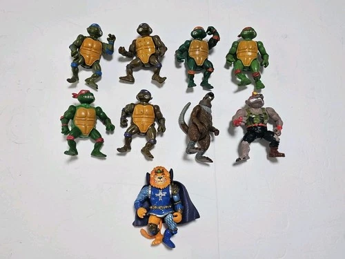 Vintage Playmates 1980s / 1990s TMNT Teenage Mutant Ninja Turtles 9 Figures READ