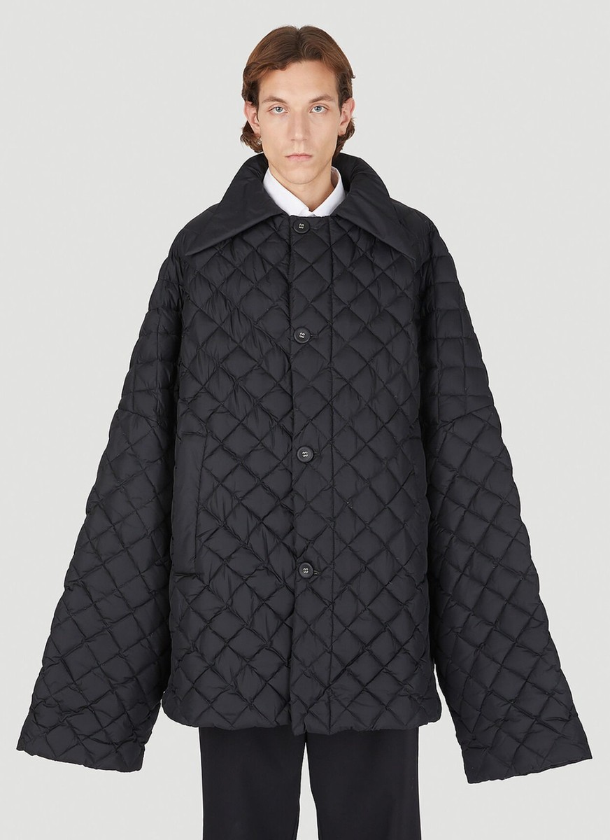 Raf Simons Black Oversized Quilted Short Padded Shirting Jacket 