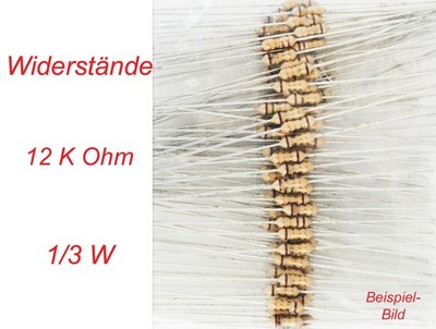 Resistors, 12 kΩ (12 Kilo-Ohm), 1/3 Watt, 50 Count - NEW.