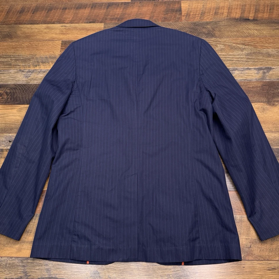 Blazer Tommy Hilfiger Abrigo Deportivo Grande Azul Marino Rayas Algodón Foto 3 de 4