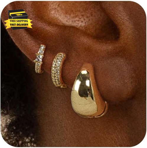 Gold Hoop Earrings for Women, Pearl Dainty 14K Gold/Silver Plated Small Huggie E