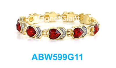 Red Heart Crystals - Women gold plated link high power Magnetic bracelet