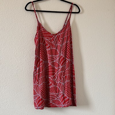NaPuo Collection Honolulu Printed Red Tunic Dress Fits Women Sz Medium