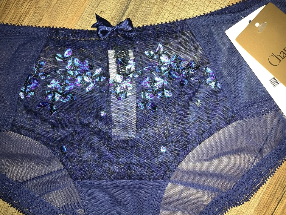 NWT Chantelle Lace Floral Accent Hipster Brief Panties Sapphire Blue Size XS - Image 3 of 4
