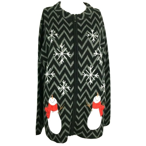 PBJ Sport Womens Black Snowman Knit 