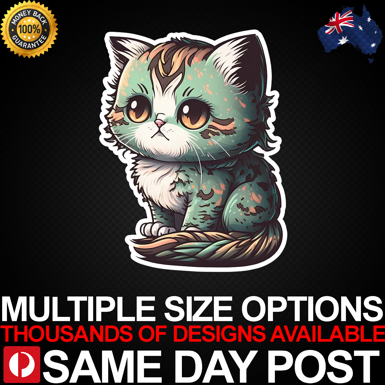 Grumpy Green Cat Vinyl Car Sticker for Laptop Animal Lovers Decal