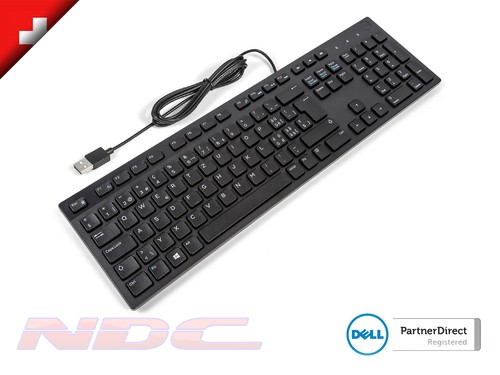 NUEVO teclado de escritorio multimedia de oficina delgado Dell KB216 SUIZO (NEGRO) - Imagen 1 de 2