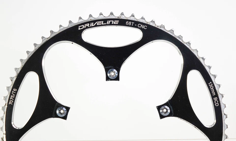 Plato de bicicleta de carretera Driveline 68T CNC AL7075 68T, BCD 130 mm, negro Foto 2 de 4