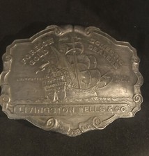Vintage Livingston Wells Co. Gold Dealers Belt Buckle