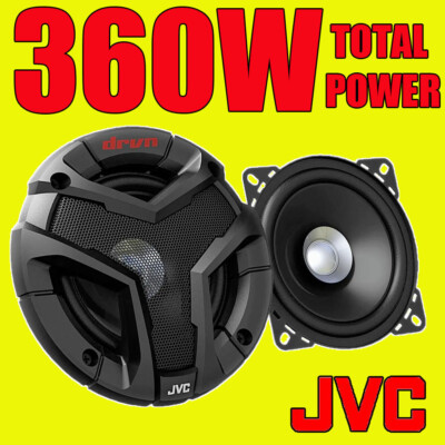 JVC 10cm 4 INCH  CAR VAN DOOR/SHELF COAXIAL SPEAKERS 360W TOTAL PAIR WITH GRILLS