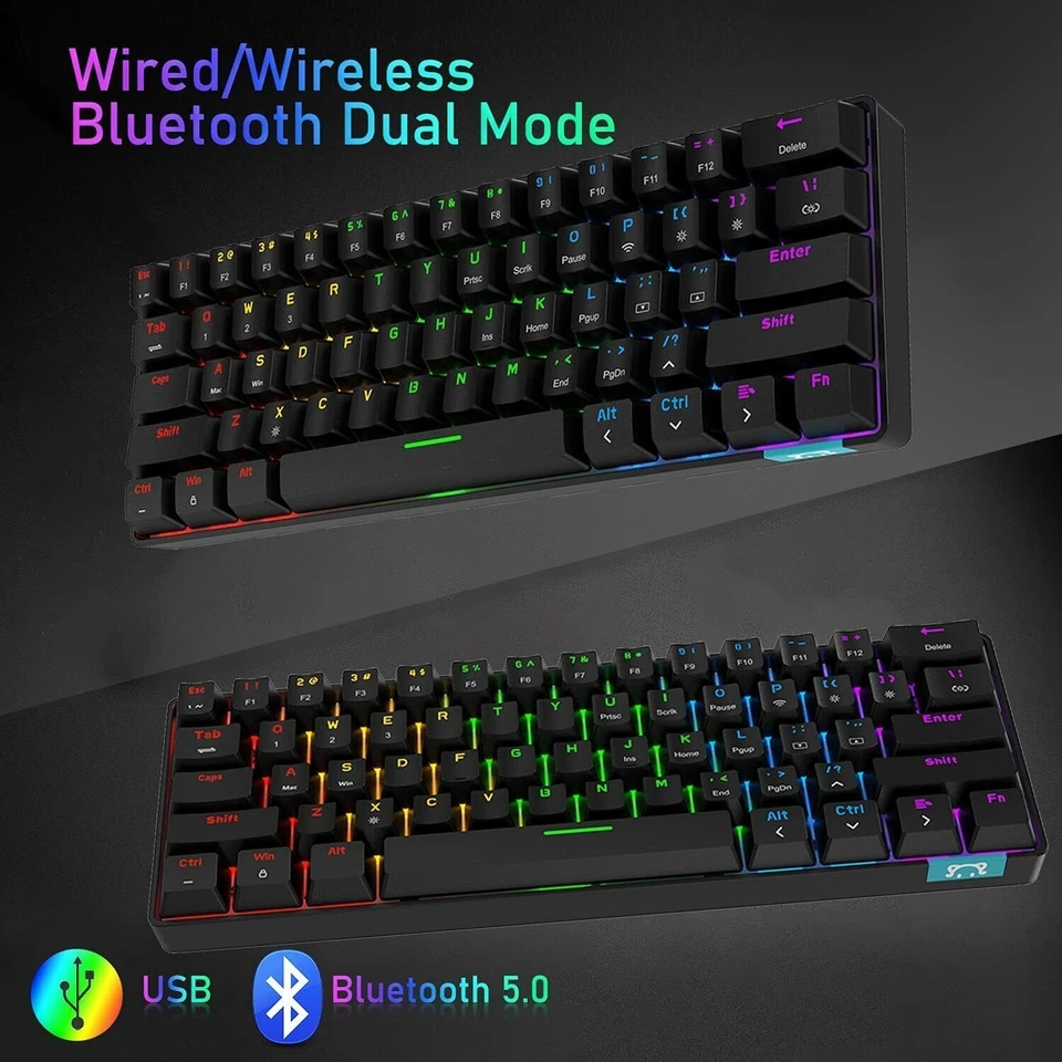 AJAZZ STK61 60% BT 5.0/USB Wired Dual Mode Mechanical Keyboard - Image 3 of 4