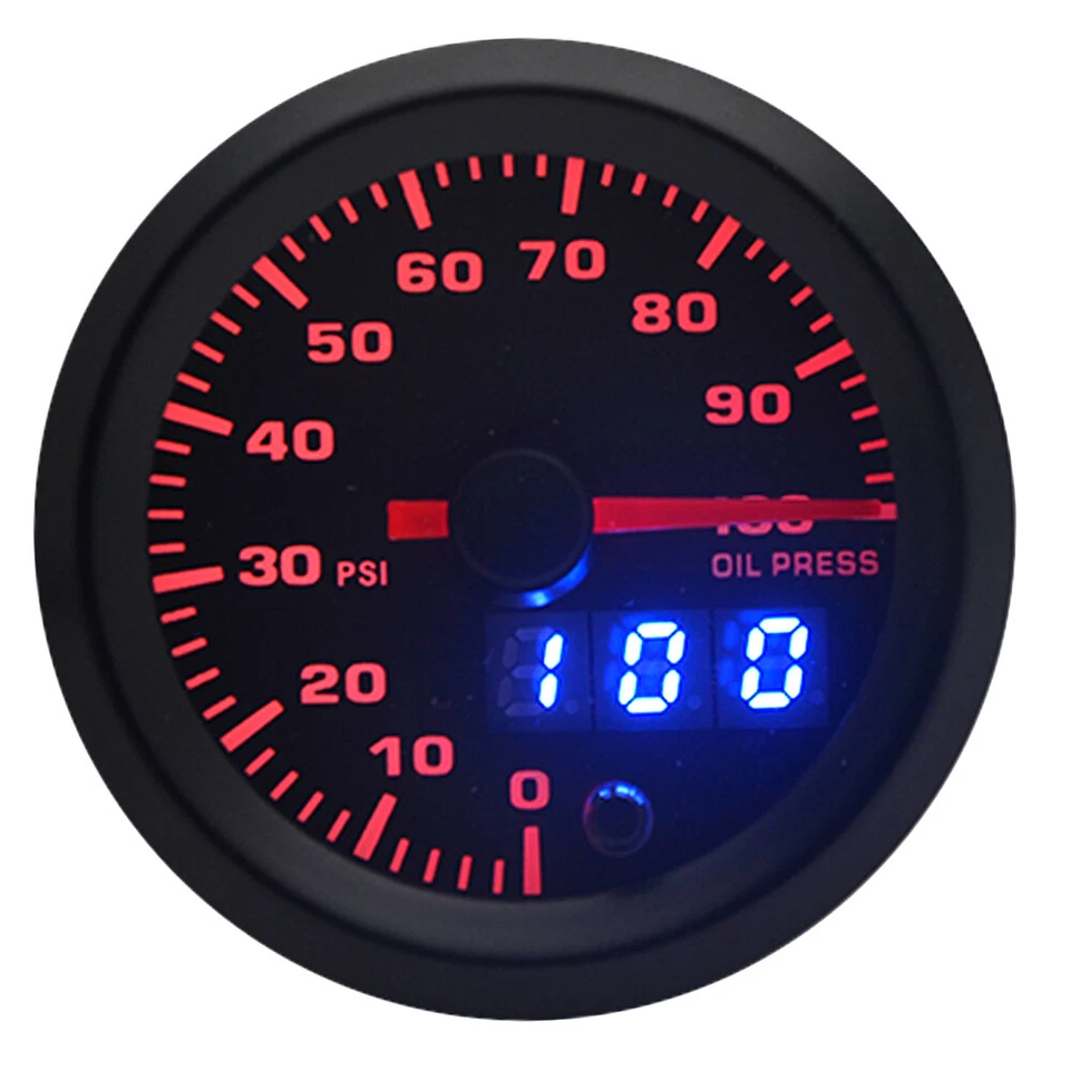 7 Color 52mm Oil Pressure Gauge 0-100 Psi+Sensor Analog/Digital Dual Disply Auto - Image 2 of 4