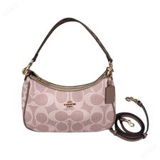 COACH Teri Hobo Bag in Blocked Signature Canvas CAA69 Sand Tan Outlet New